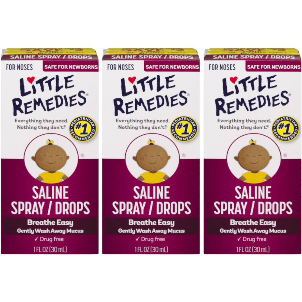 3 Pack Little Remedies Saline Spray Drops For Dry Stuffy Noses 1 Ounce