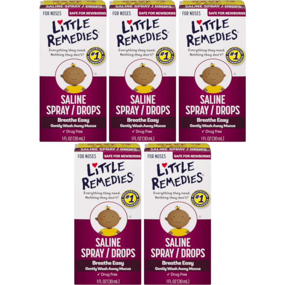 5 Pack Little Remedies Saline Spray Drops For Dry For