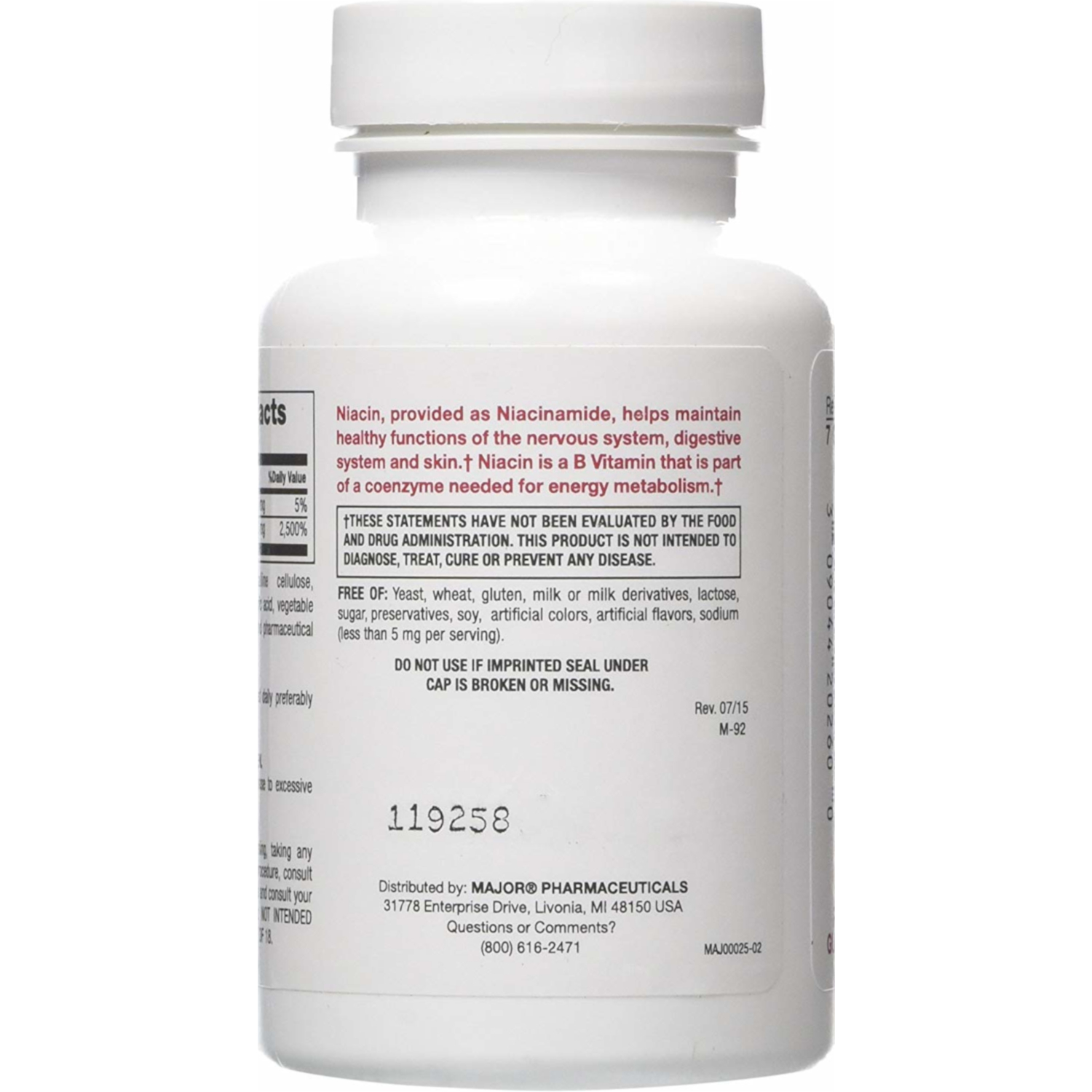 4 Pack Major Niacin Tablets 500Mg 100 Count Each 309042272605 eBay