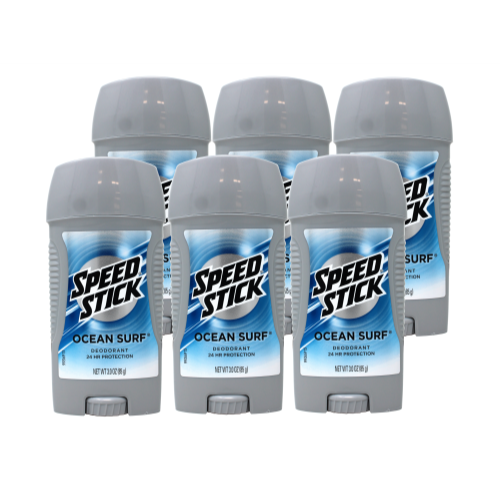 6 Pack Speed Stick Deodorant Clear Solid Ocean Surf 3Oz Each
