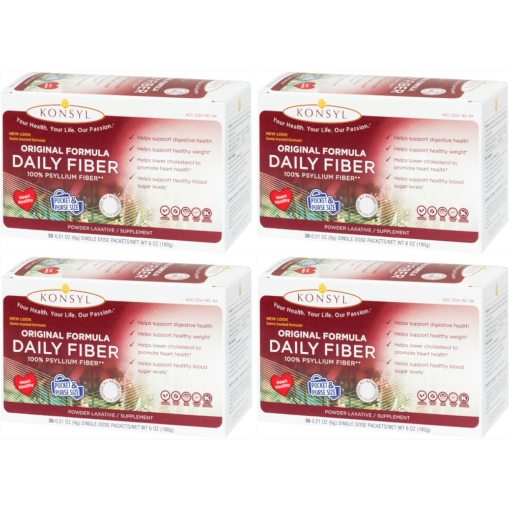 4 Pack Konsyl Original Formula Daily Fiber Powder Laxative, 6g30