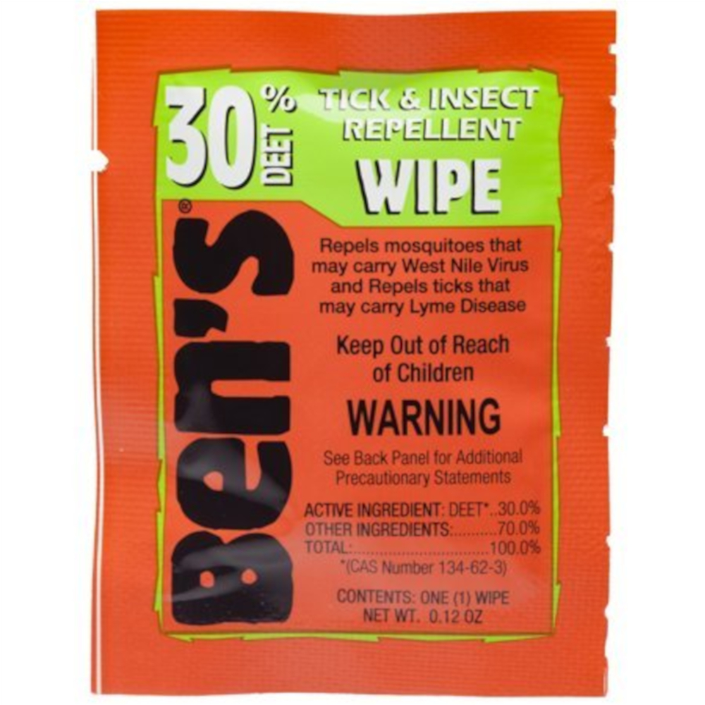 4 Pk Ben's Individually Wrapped Insect Repellent Wipes 30 DEET 12/Box