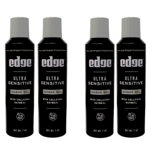 4 Pack Edge Shave Gel, Fragrance Free, Ultra Sensitive, With Oat