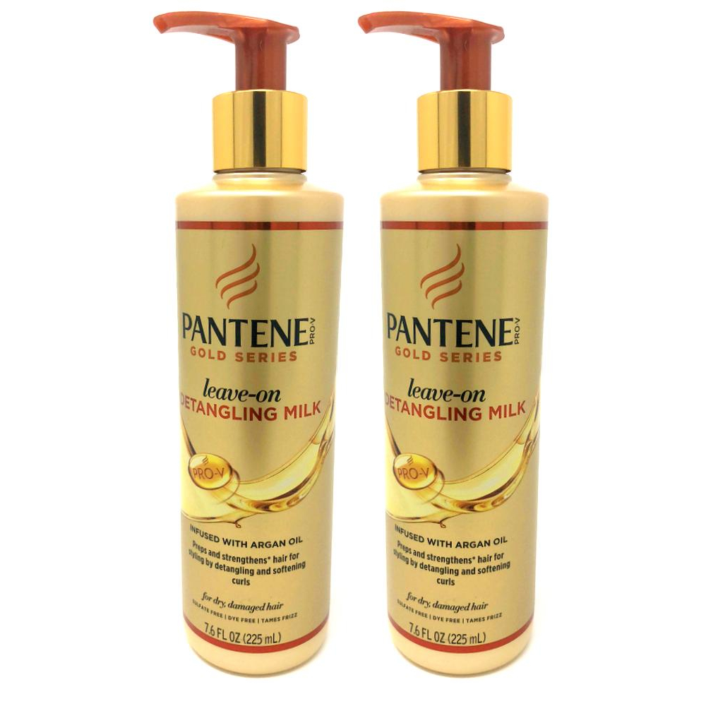 2 Pack Pantene Pro V Gold Series Leave On Detangling Milk 7.6Oz Each