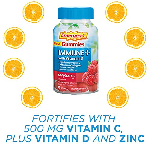 2 Pack Emergen C Gummies Immune Plus Vitamin D Raspberry 45 Gummies ...