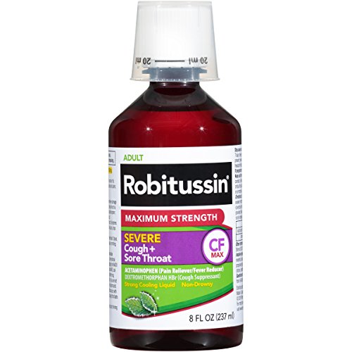 Robitussin Max Strength Severe Cough Sore Throat Cf Max 8Oz Each