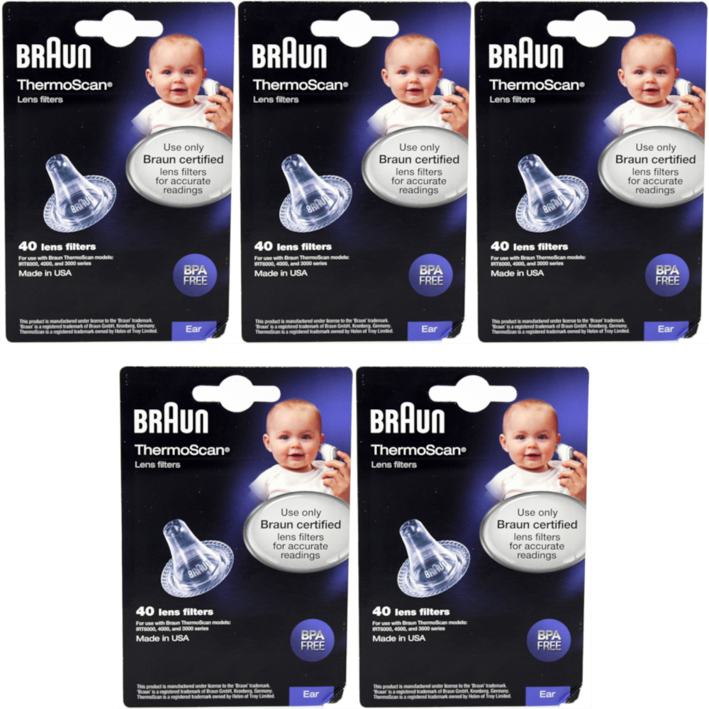5 Pack Braun Thermoscan 40 Disposable Lens Filters Lf40 Per Package 200