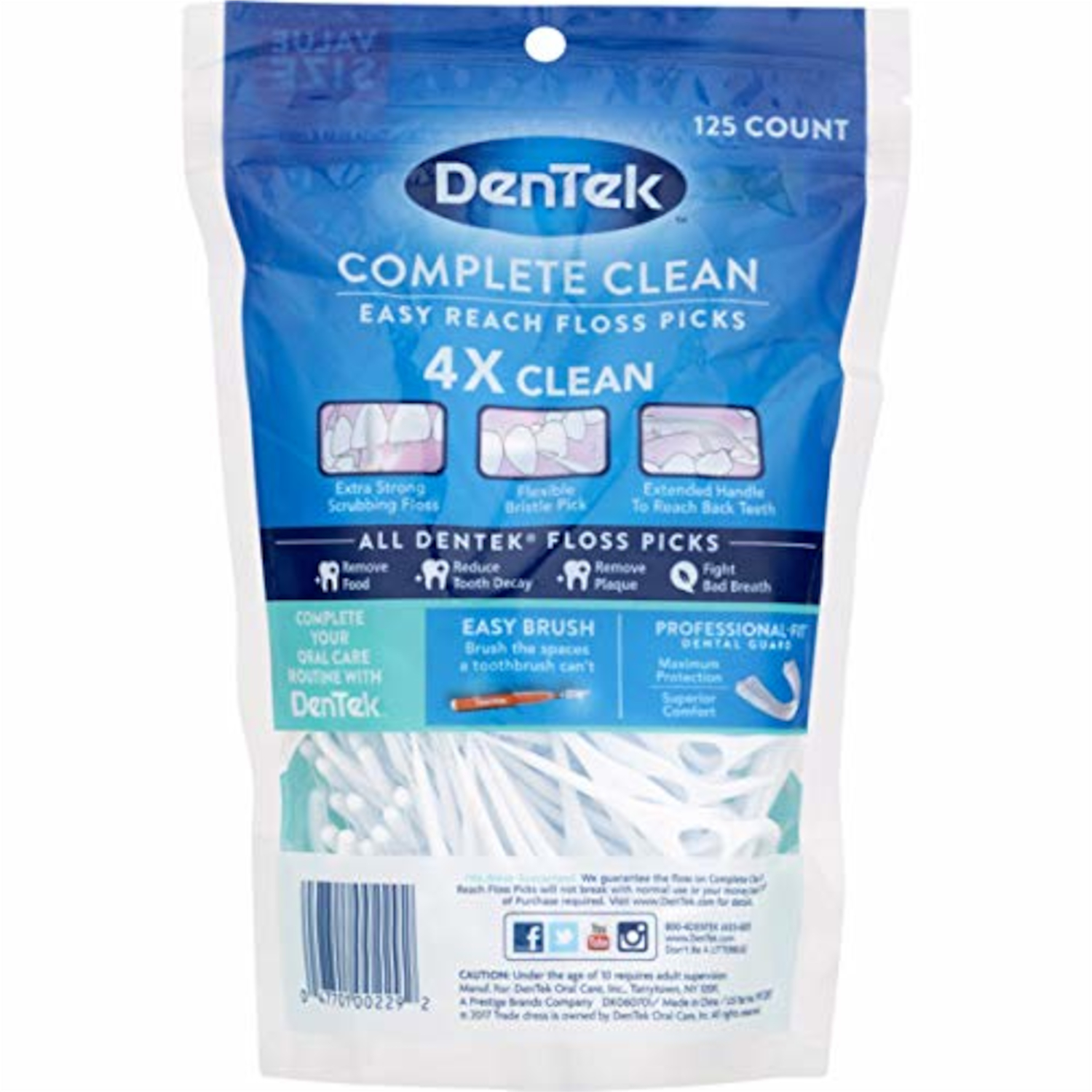 3 Pack Dentek Complete Clean Easy Reach Floss Picks Mouthwash Blast 125