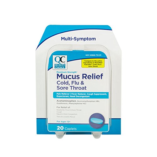2 Pack Quality Choice Mucus Relief Cold Flu & Sore Throat 20 Caplets