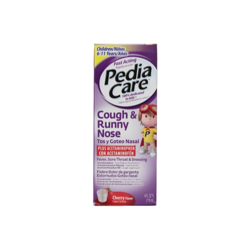Pediacare Cough & Runny Nose Plus Acetaminophen Cherry Flavor 4 Oz Each