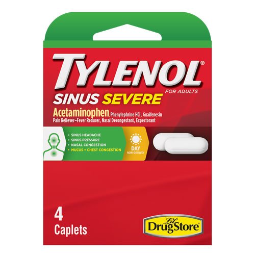 2 Pack Tylenol Sinus Congestion Plus Pain Severe Daytime Non Drowsy 4