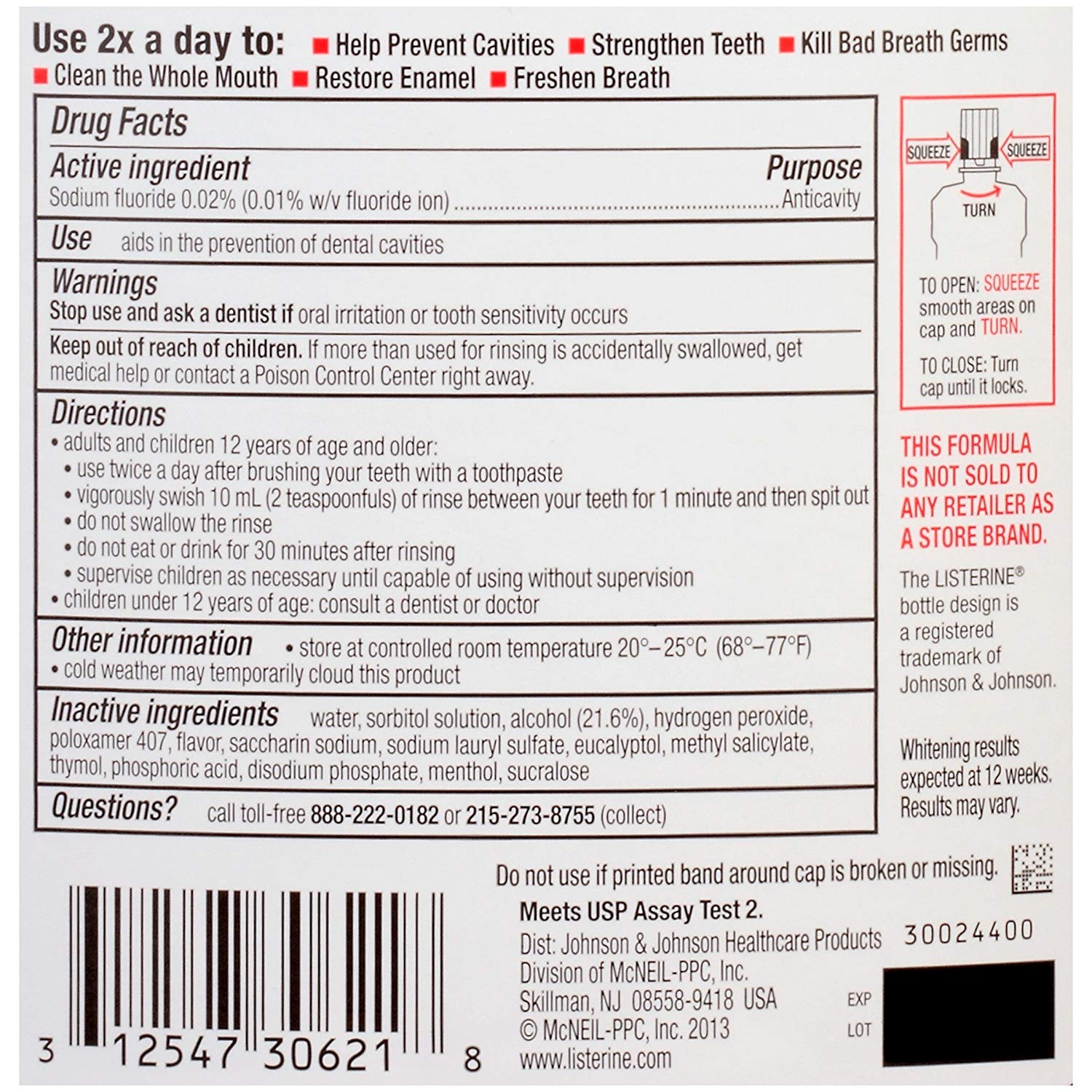 Listerine Total Care Stain Remover Mouthwash, Fresh Mint 32 oz each