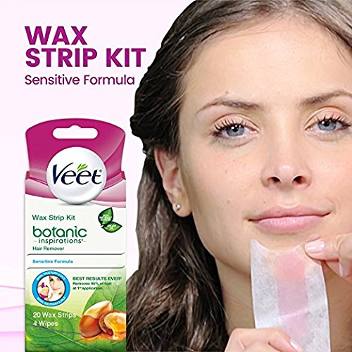 Veet Ready To Use Wax Strip Hair Remover Kit Sensitive Formula 20 Count