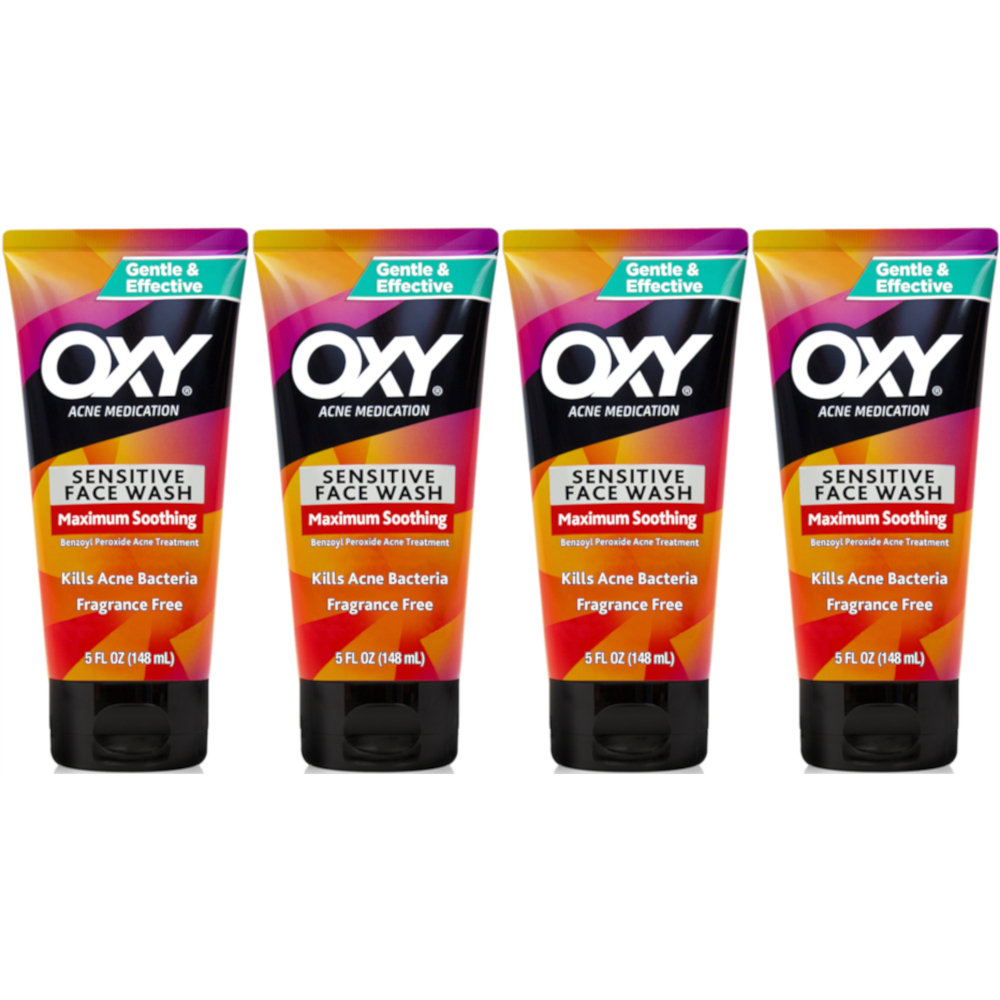 4 Pack OXY Maximum Action Advanced Sensitive Skin Face Wash 5 oz Each