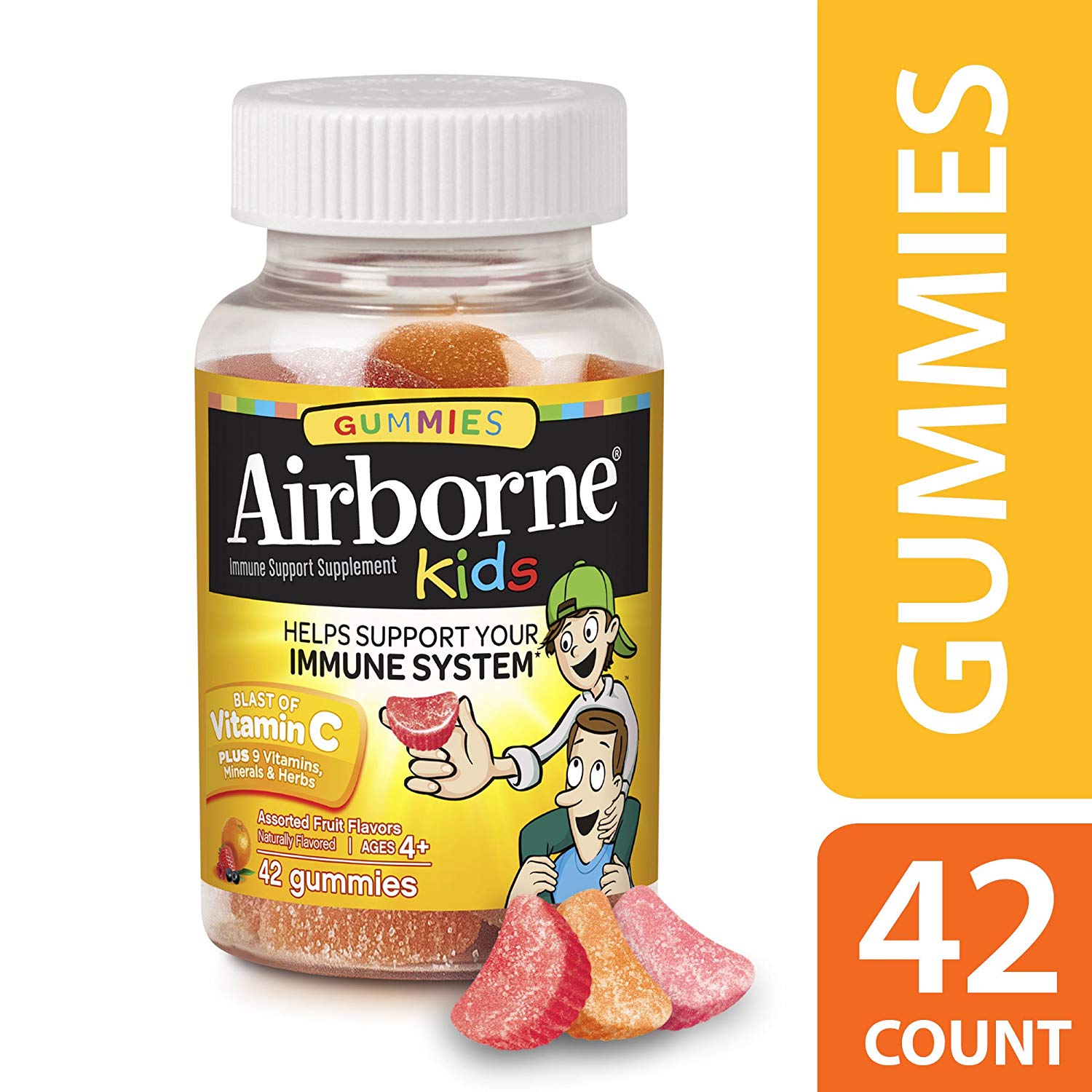3 Pack Airborne Fruit Gummies 1000Mg Of Vitamin C & Immune Support 42