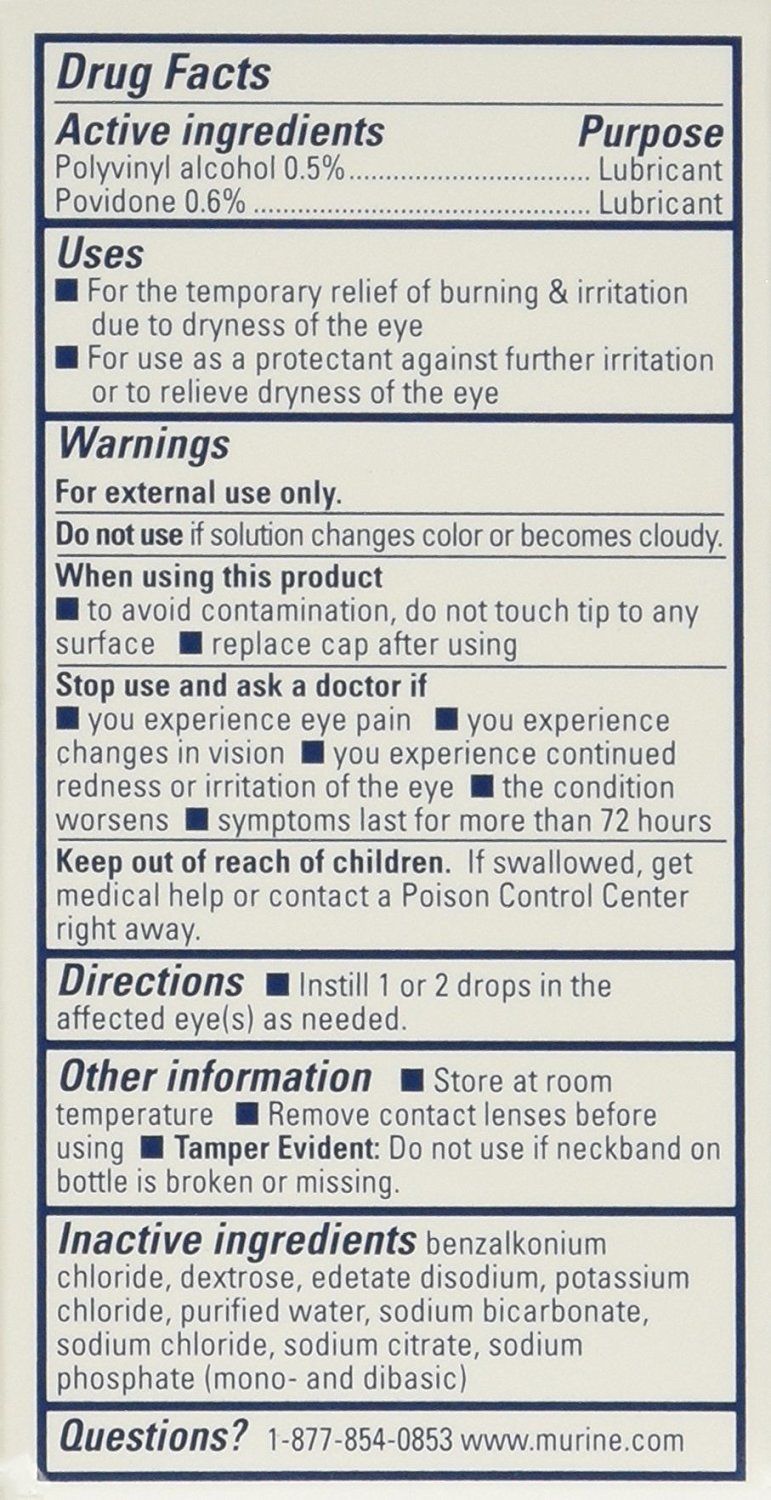 3 Pack Murine Tears Lubricant Eye Drops for Dry Eyes, Original, 0.5 oz each eBay