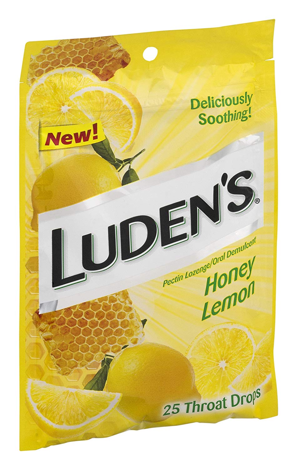 5 Pack Ludens Cough Drops Honey LEMON Throat Drops 25 count Each