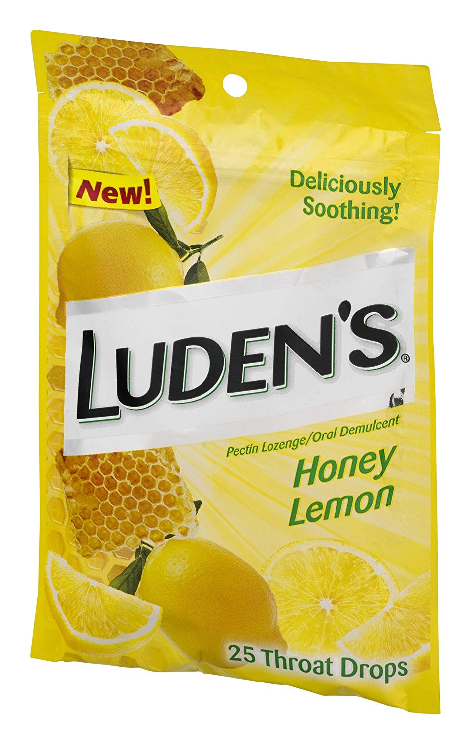 5 Pack Ludens Cough Drops Honey LEMON Throat Drops 25 count Each