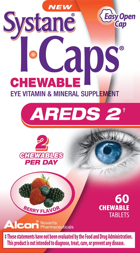 3 Pack Systane I Caps Eye Vitamin Mineral Areds 2 Alcon 60 Chewable