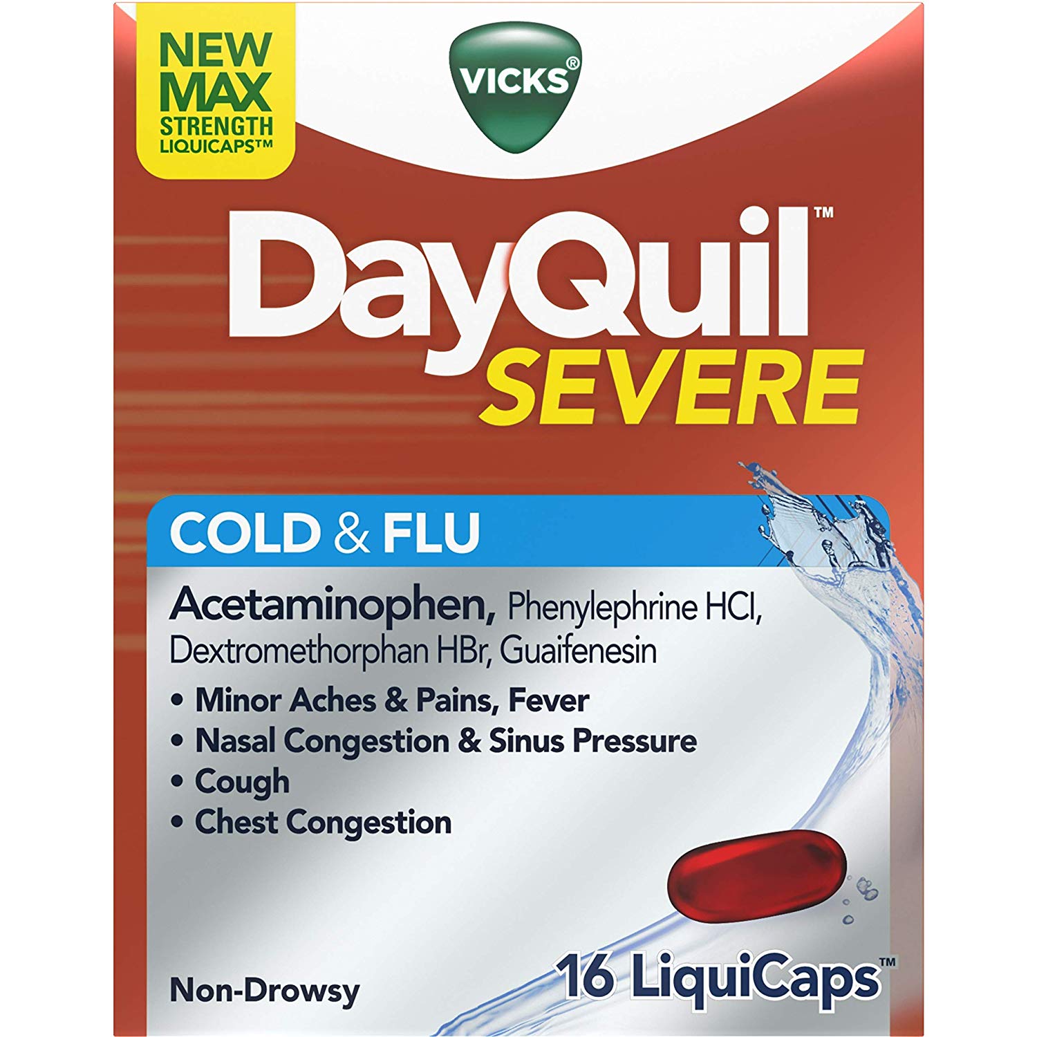 Dayquil Severe Cold & Flu Non Drowsy Acetaminophen 16 Liquicaps Each