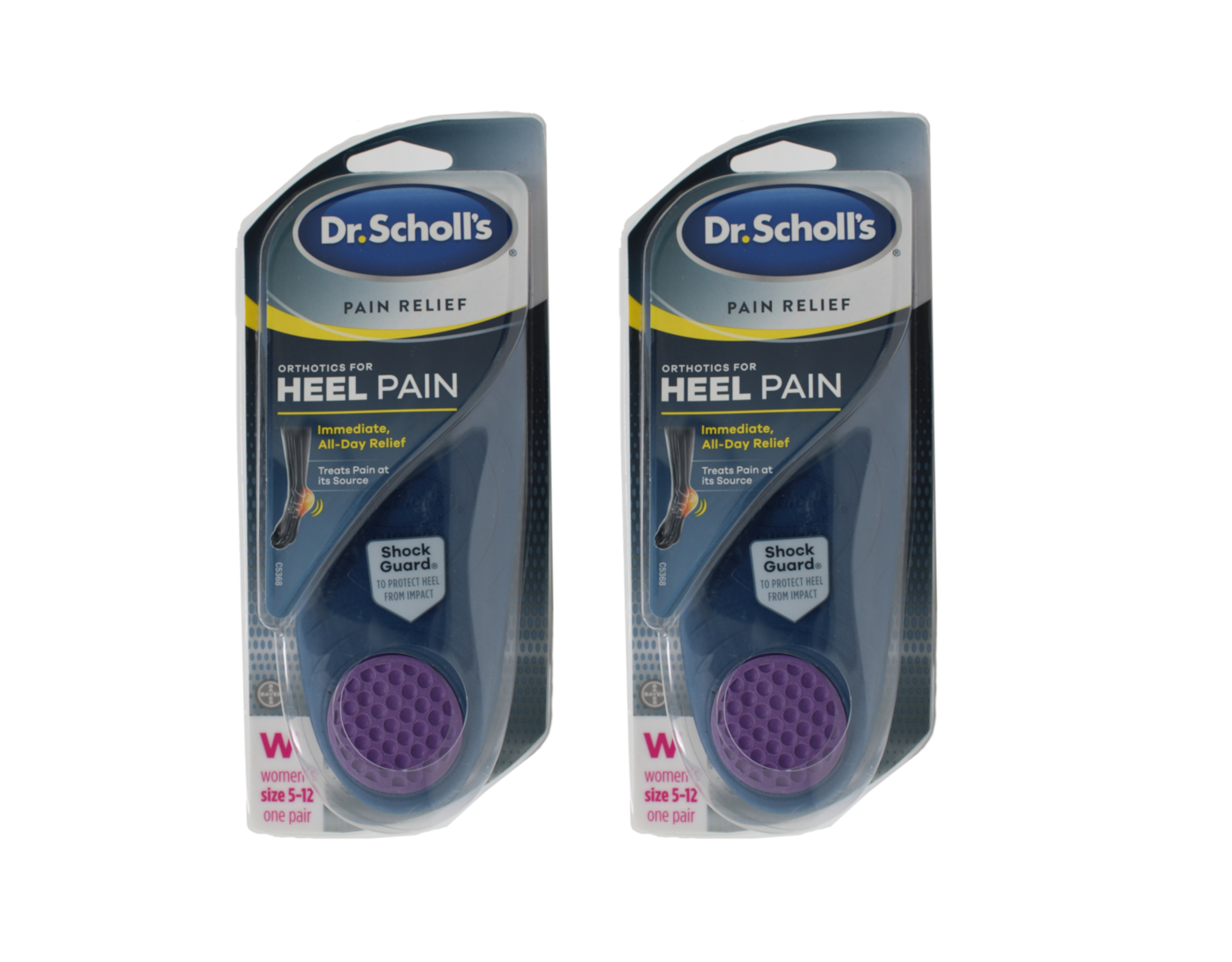 2 Pack Dr. Scholls Womens 5 to 12 Pain Relief Heel Pain Orthotics W