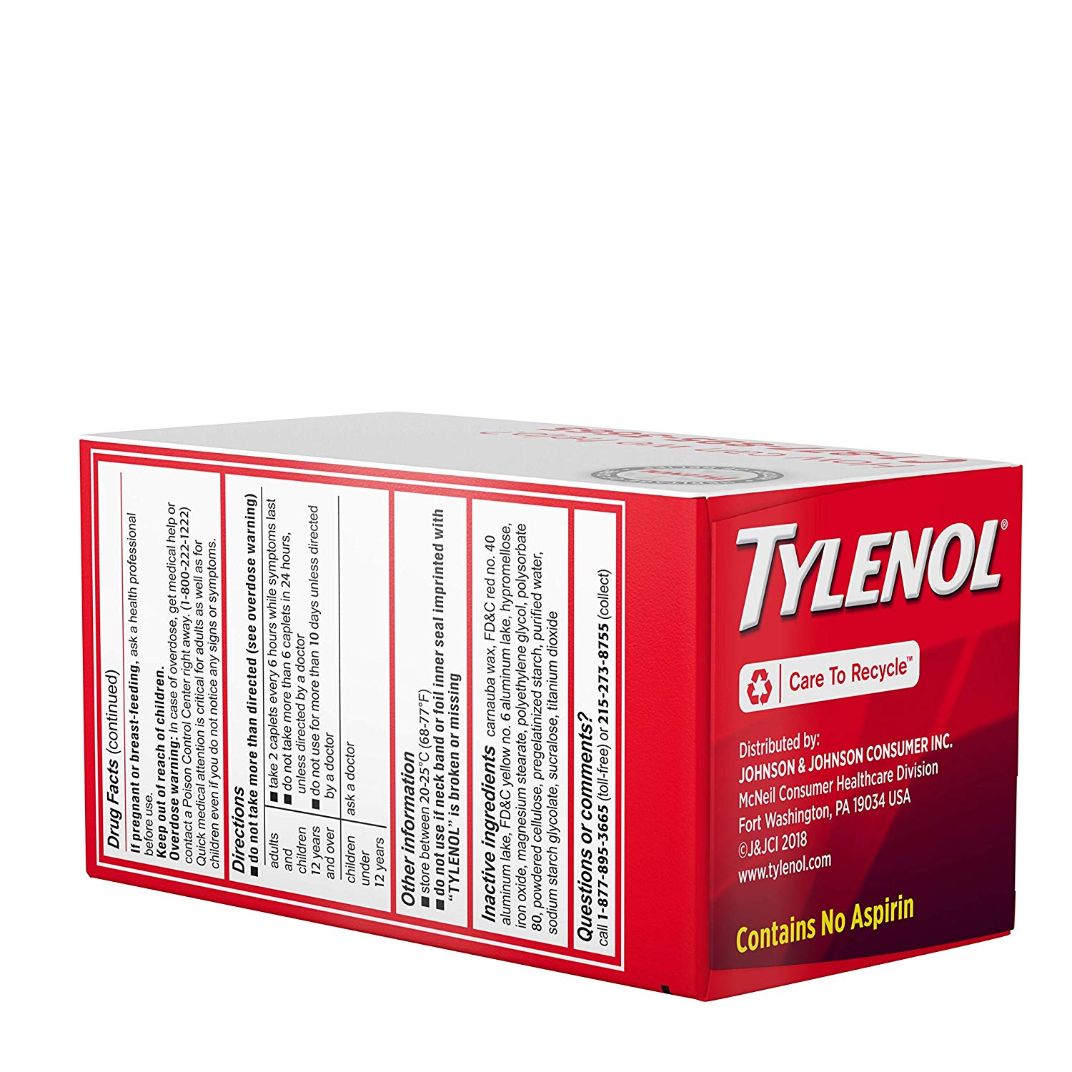 6 Pack Tylenol Extra Strength 500Mg Pain Fever Reducer 100 Tablets Each ...