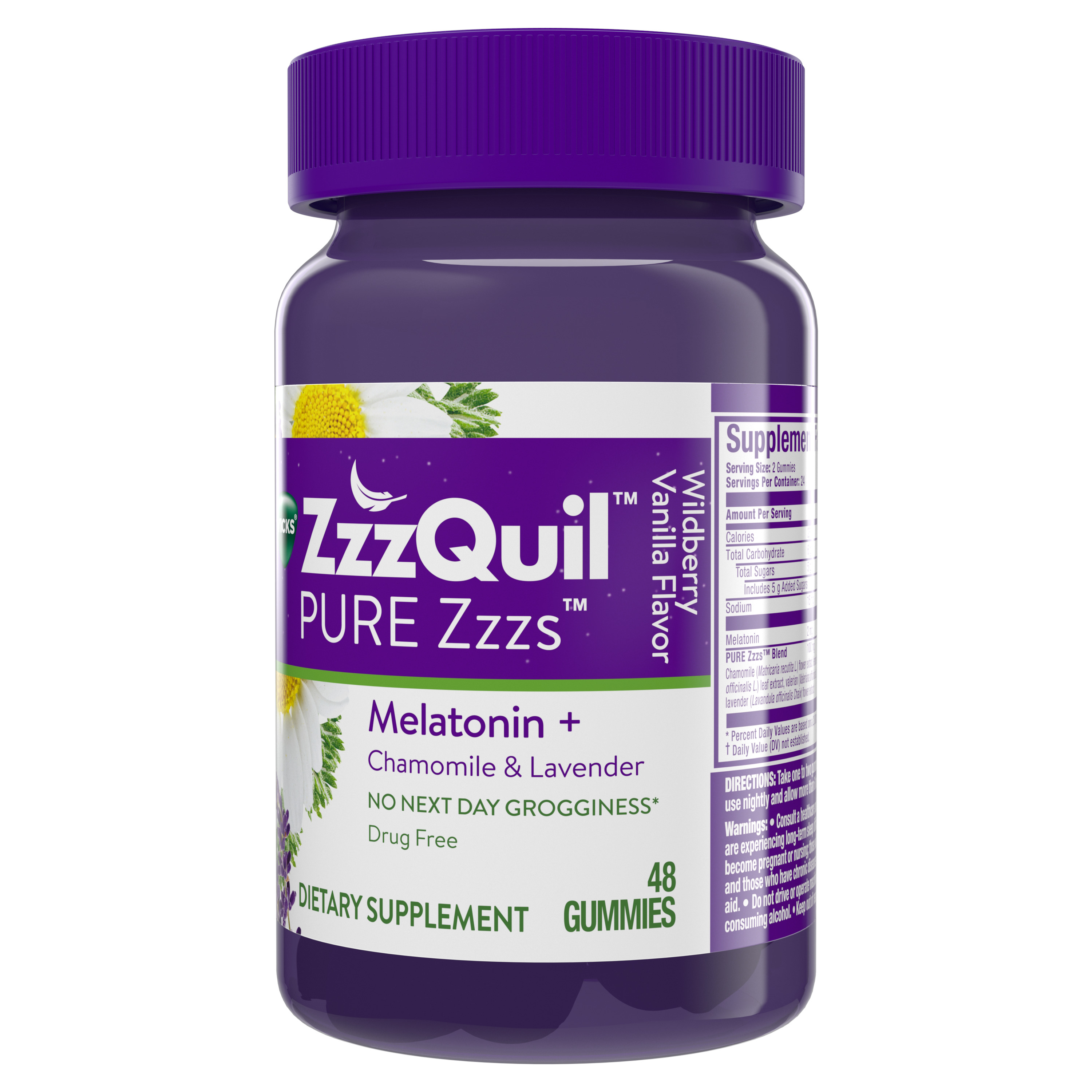 Vicks ZzzQuil Nighttime SleepAid, Wildberry Vanilla, 48 gummies Each