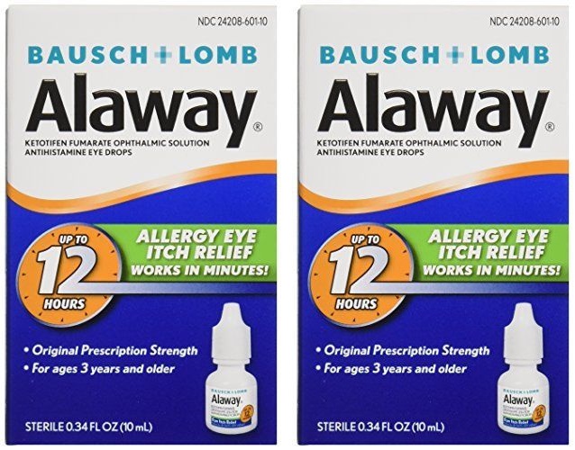 2 Pack Bausch + Lomb Alaway Allergy Eye Itch Relief Drops 0.34 oz