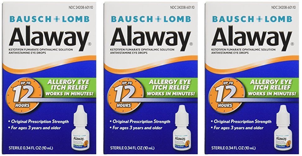 3 Pack Bausch + Lomb Alaway Allergy Eye Itch Relief Drops 0.34 oz