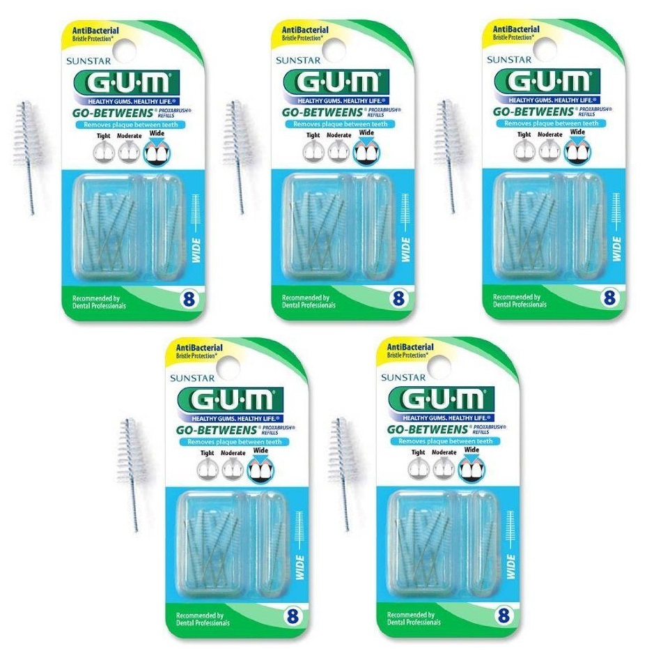 5 Pack Gum Go Betweens Proxabrush Wide Tapered Refills 614 8ct Each