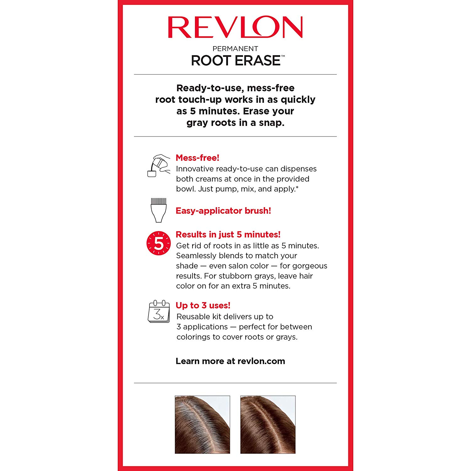 Revlon Root Erase Hair Color, Permanent TouchUp, Dark Brown, 3.2 oz each 309977932049 eBay