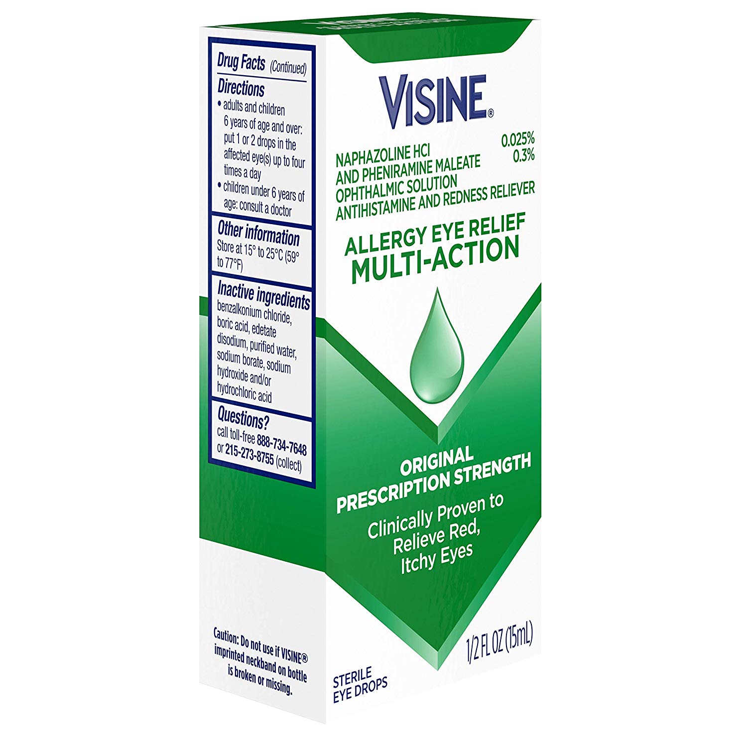 Visine Allergy Relief Multi-Action Antihistamine Eye Drops, 0.5 fl. oz ...