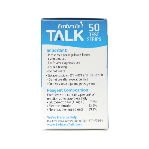 Embrace Talk Blood Glucose Test Strips, 50 ea | eBay