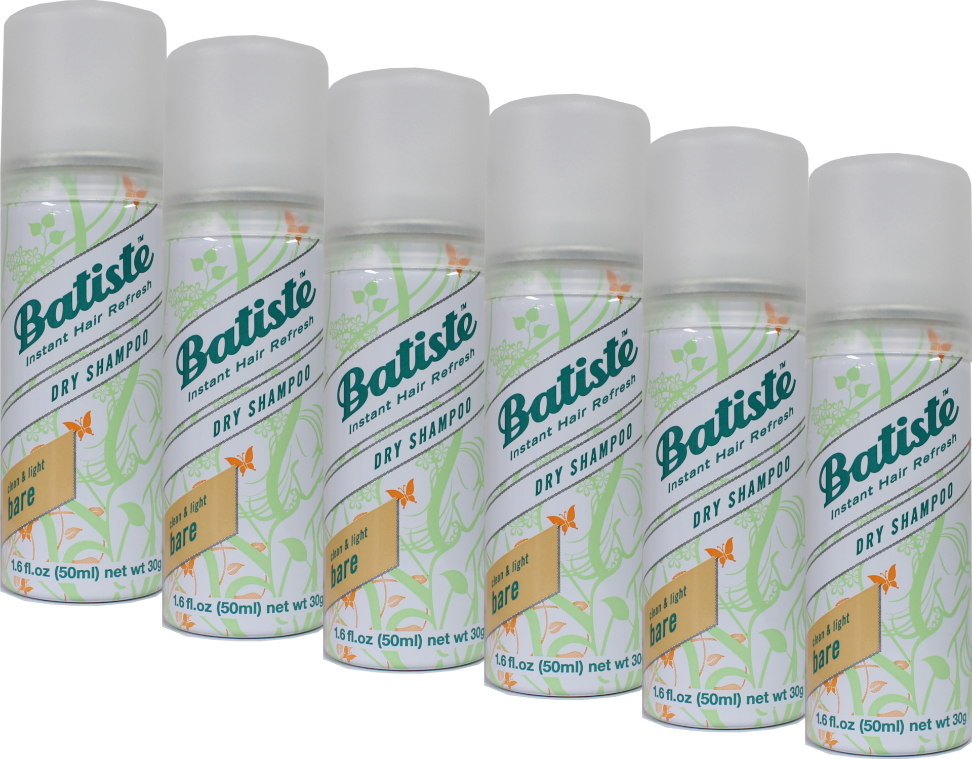 Pack of 6 Batiste Instant Hair Refresh Dry Shampoo Clean Bare Travel Size 1.6 oz | eBay