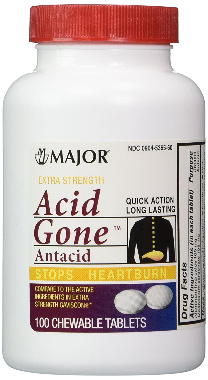Major Acid Gone Antacid Chewable Tablets, 160 mg, 100 Count eBay
