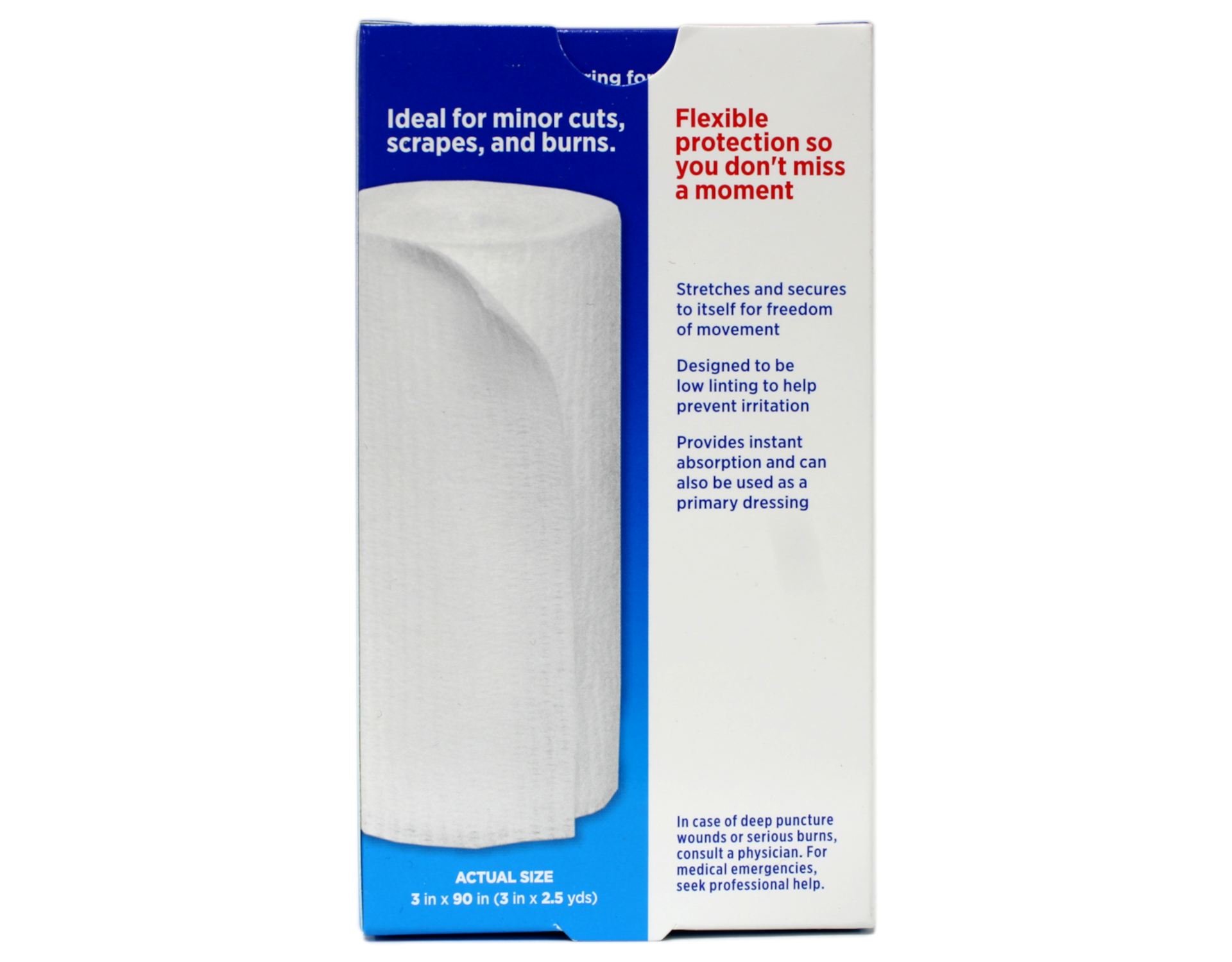 4 Pack BandAid Flexible Rolled Gauze Kling Technology 1 Roll 3 inch x