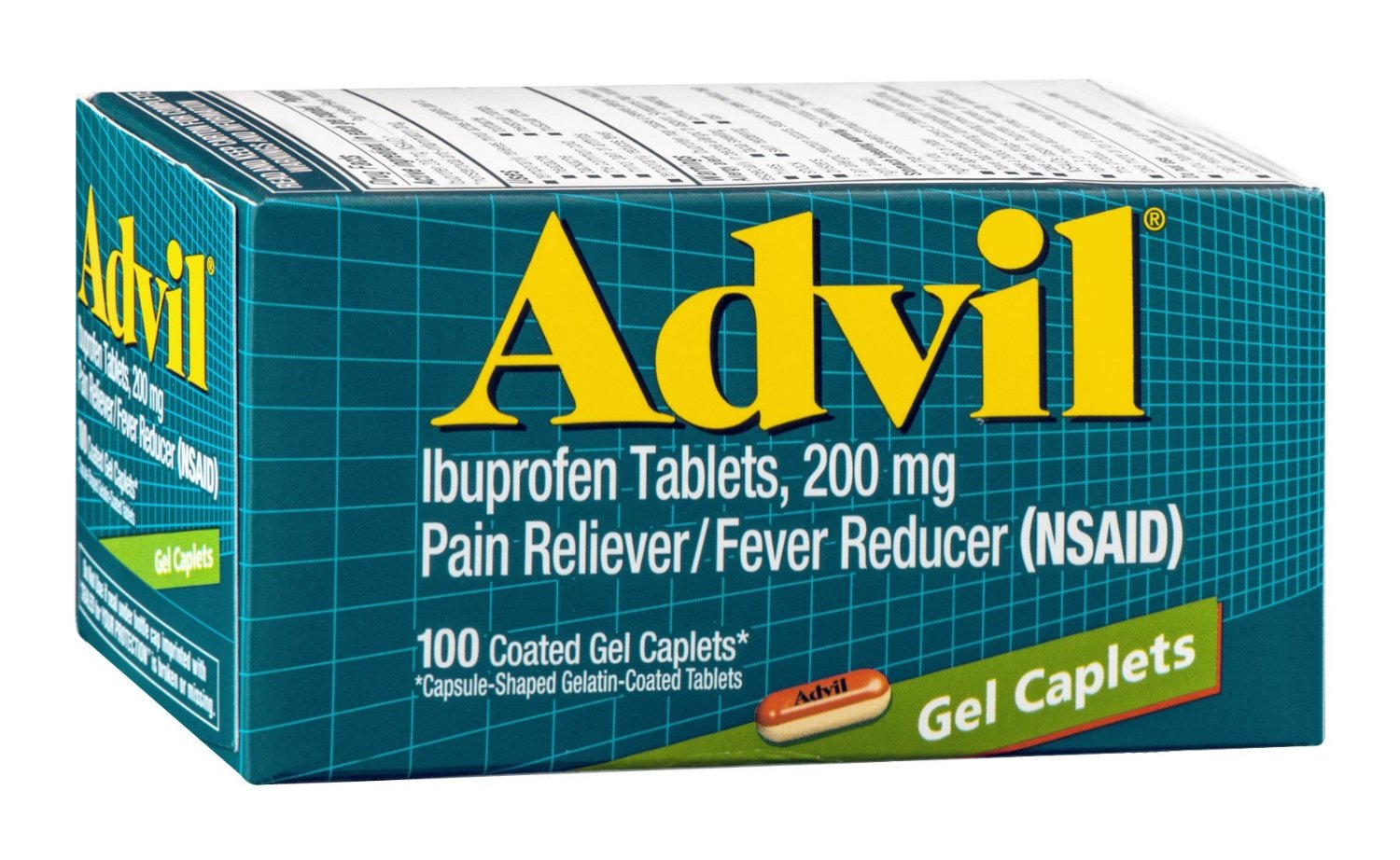 Advil Ibuprofen Tablets 200Mg Pain Reliever Fever Reducer 100 Gel ...