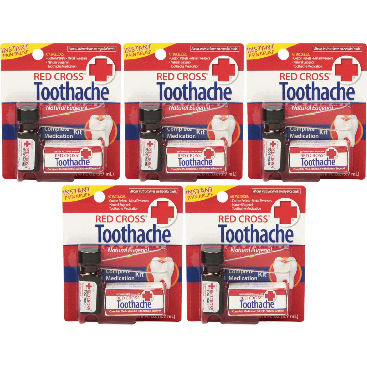 5 Pack Red Cross Toothache Complete Medication Kit 0.12Oz Each eBay