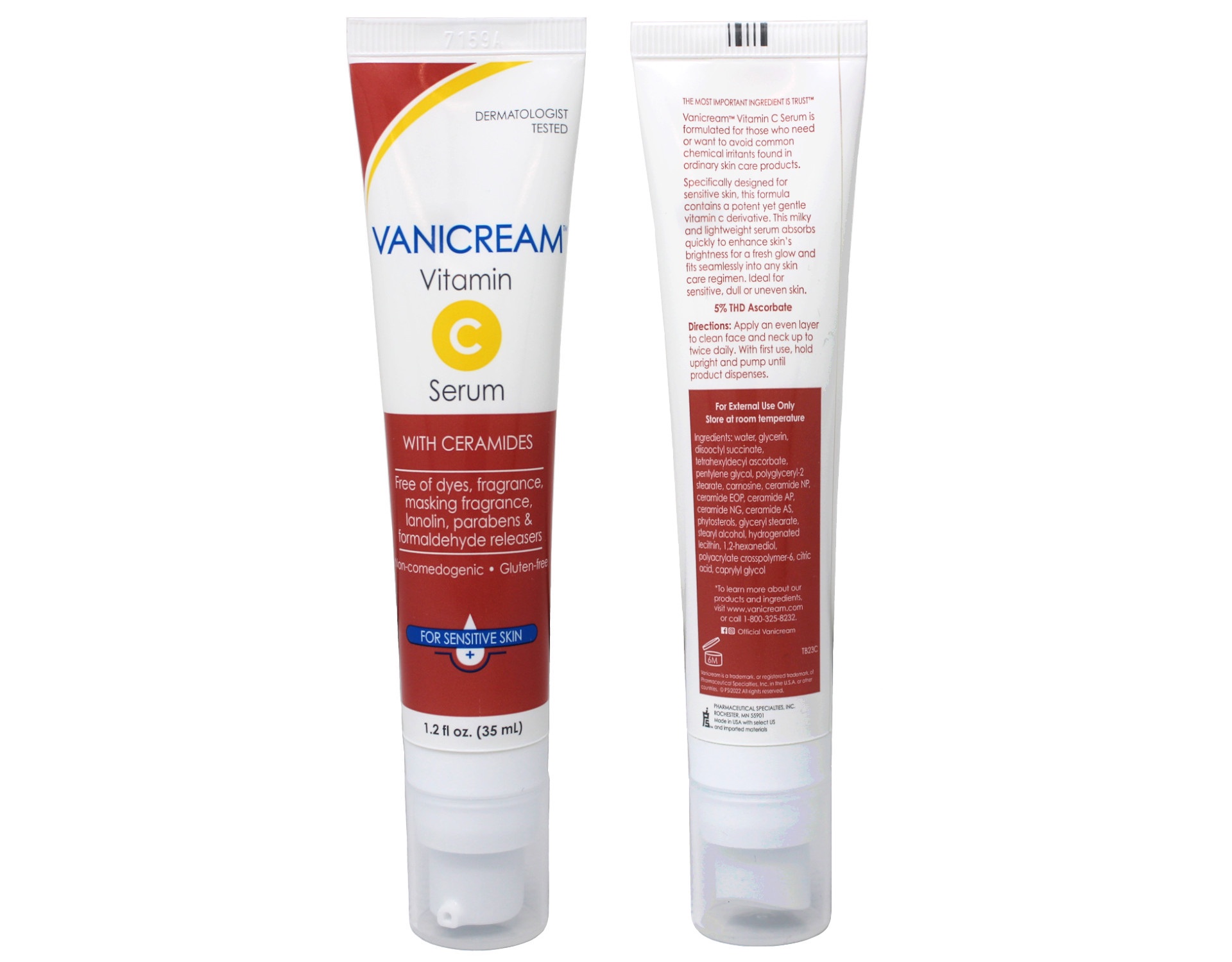 2 Pk Vanicream Vitamin C Face Serum with Ceramides for