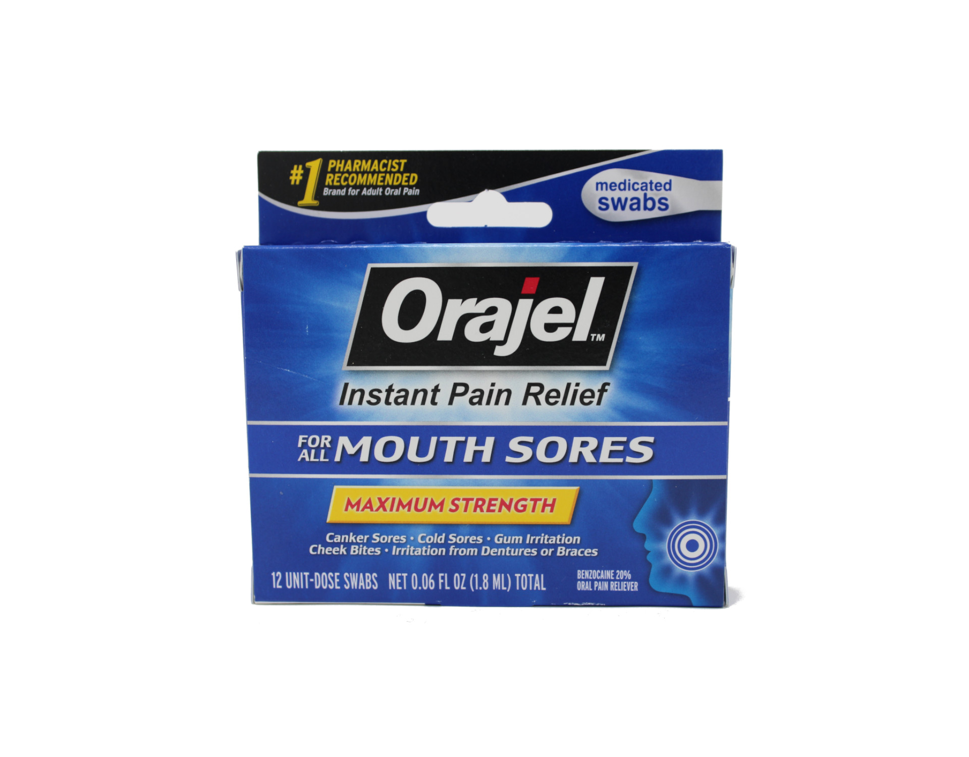 pack orajel medicated mouth sore swabs maximum strength  count