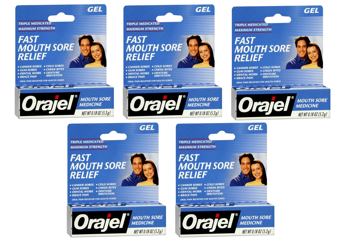 5 Pack Orajel Mouth Sore Relief Medicine Gel .18Oz Each 310310318406 eBay