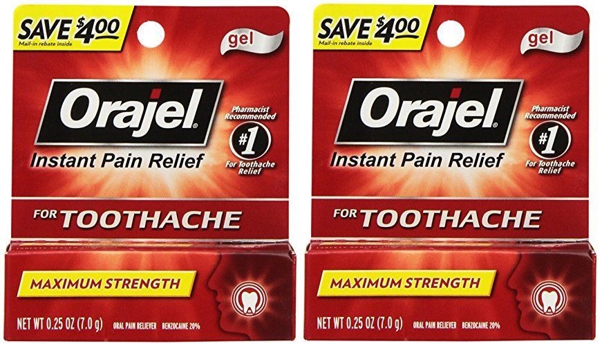 2 Pack Orajel Maximum Stregnth Gel Instant Toothache Pain Relief .33Oz