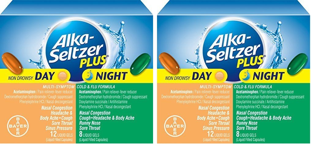 2 Pack Alka Seltzer Plus Day & Night Cold & Flu Liquid Gels 20 Count ...