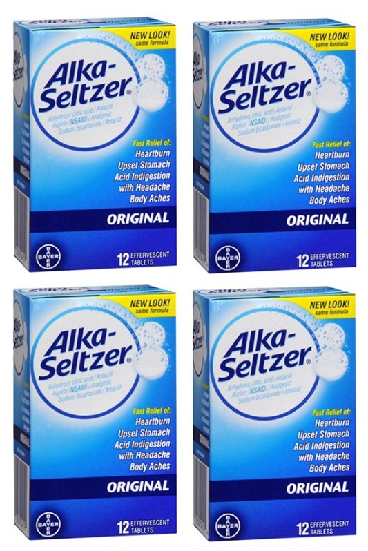 4 Pack Alka Seltzer Effervescent Tablets Original 12 Tablets Each ...