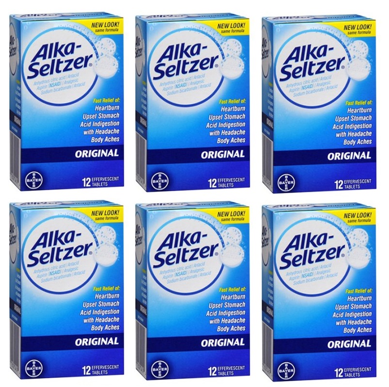 6 Pack - Alka-Seltzer Effervescent Tablets Original 12 Tablets Each ...