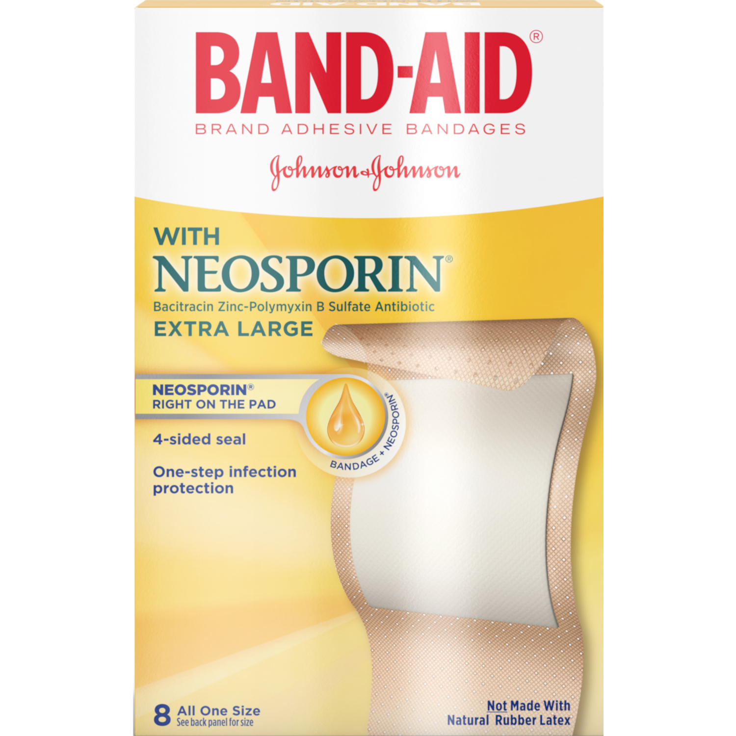 6 Pack BandAid Adhesive Bandages Plus Antibiotic Extra Large 8 Count