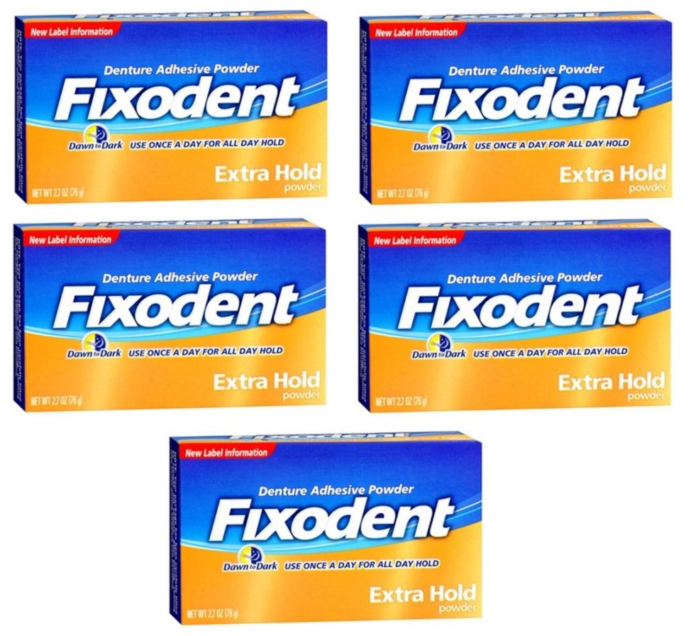 5-pack-fixodent-denture-adhesive-powder-extra-hold-2-70oz-each-ebay