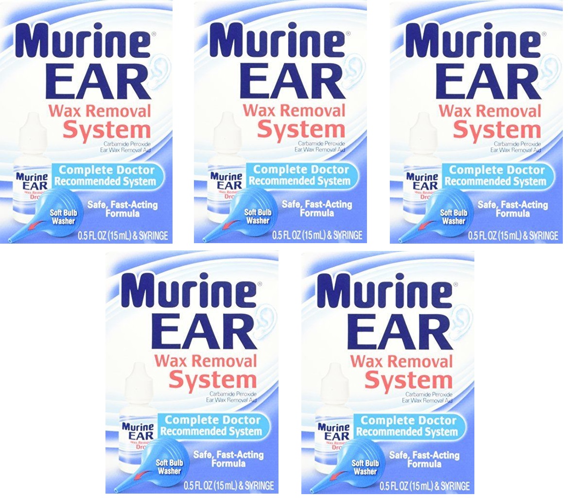 5 Pack Murine Ear Wax Removal System Kit Doctor Recommended .05 Fl Oz