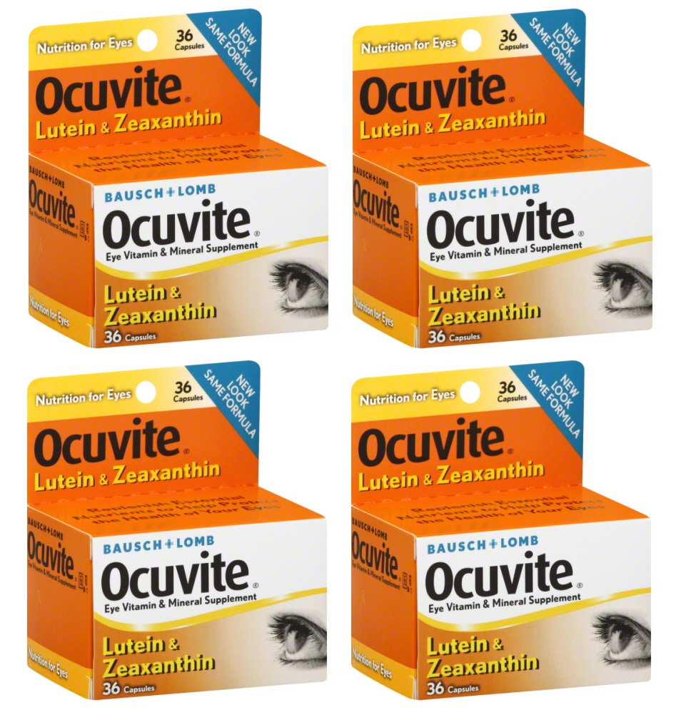 4 Pack Bausch & Lomb Eye Vitamin Ocuvite Lutein & Zeaxanthin 36 Each