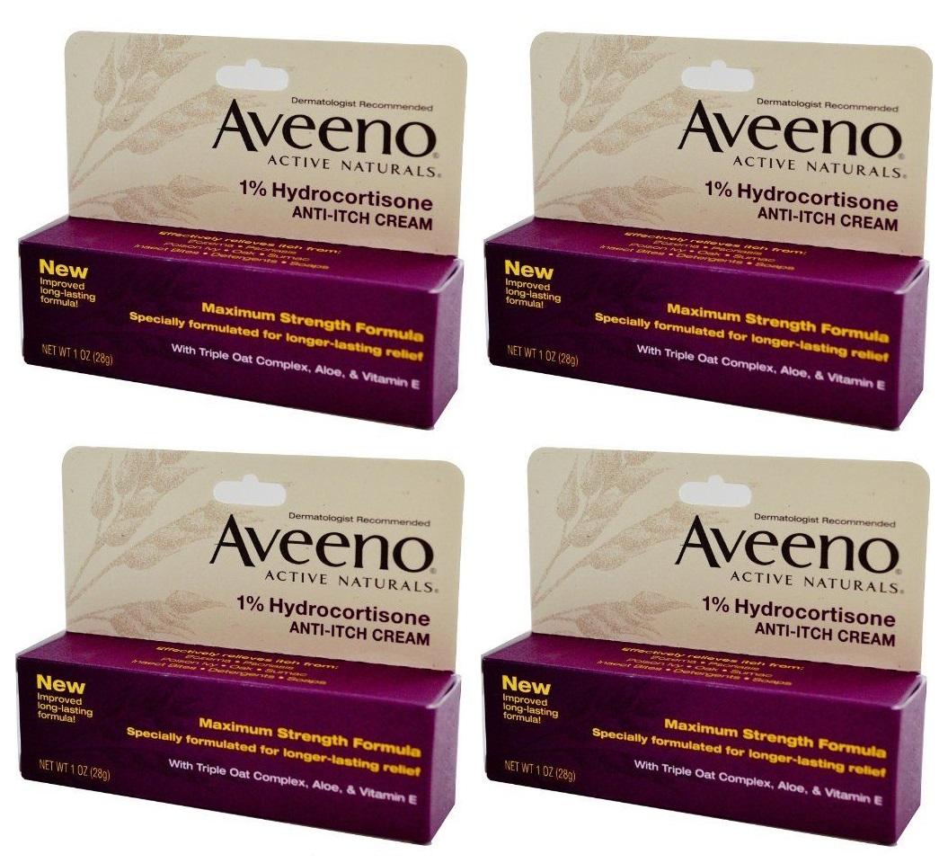 4 Pack Aveeno Maximum Strength Antiitch Cream, 1 Hydrocortisone
